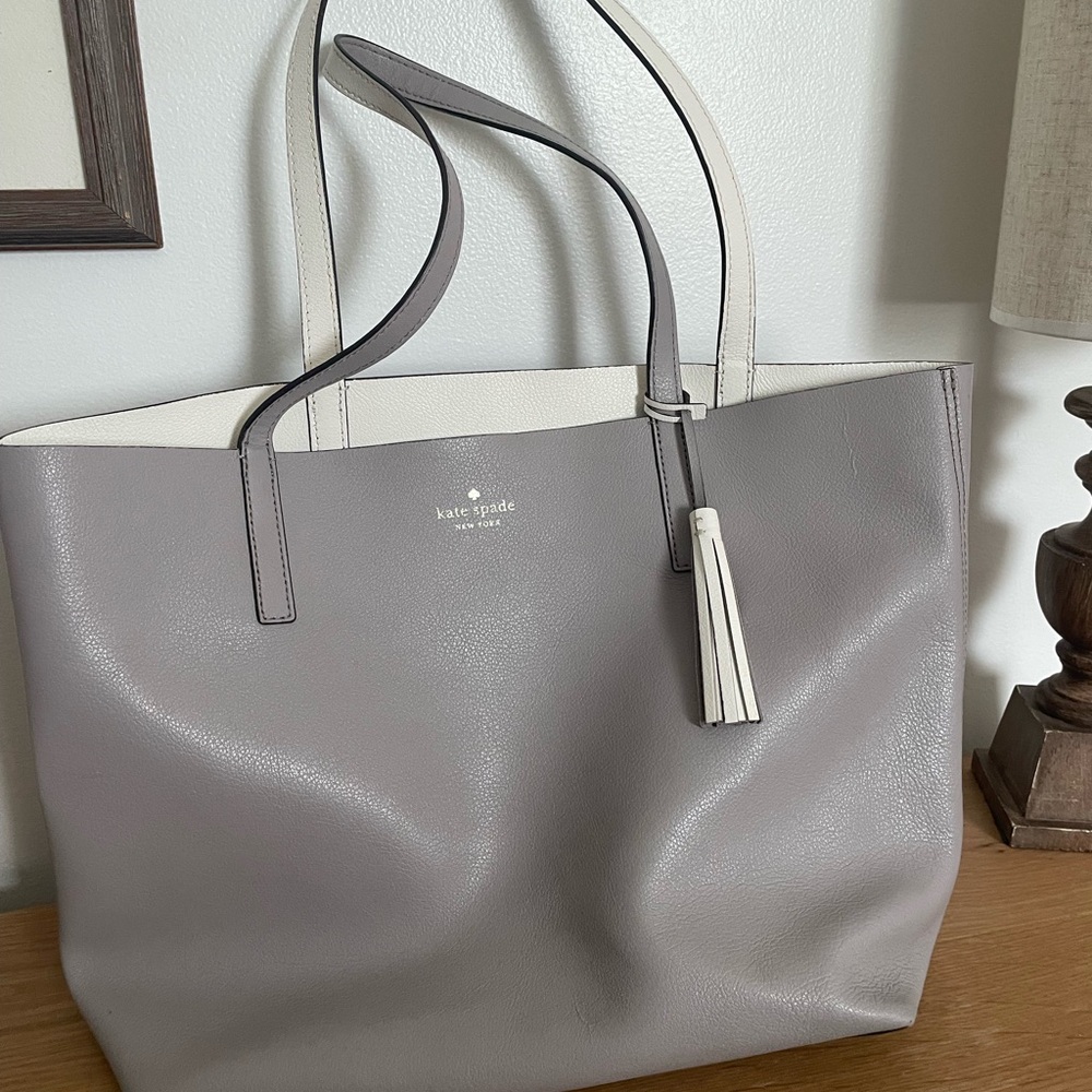 Kate Spade Taupe and Cream Leather Tote